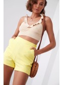 Smooth high-waist shorts yellow 50400 - Online store - Boutique